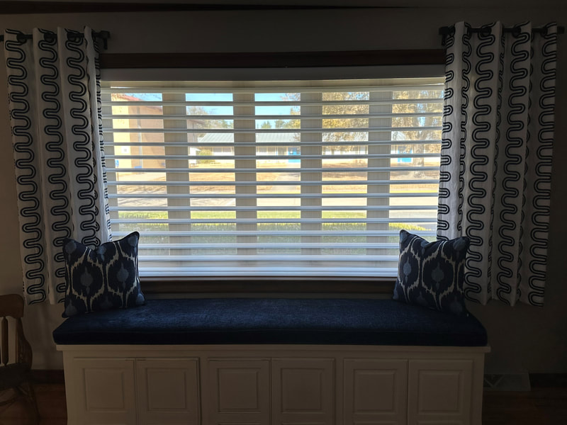 Hunter Douglas Silhouette Shades with Custom Side Panels, Measured & Installed by Cornerstone Interiors in Great Bend, Kansas